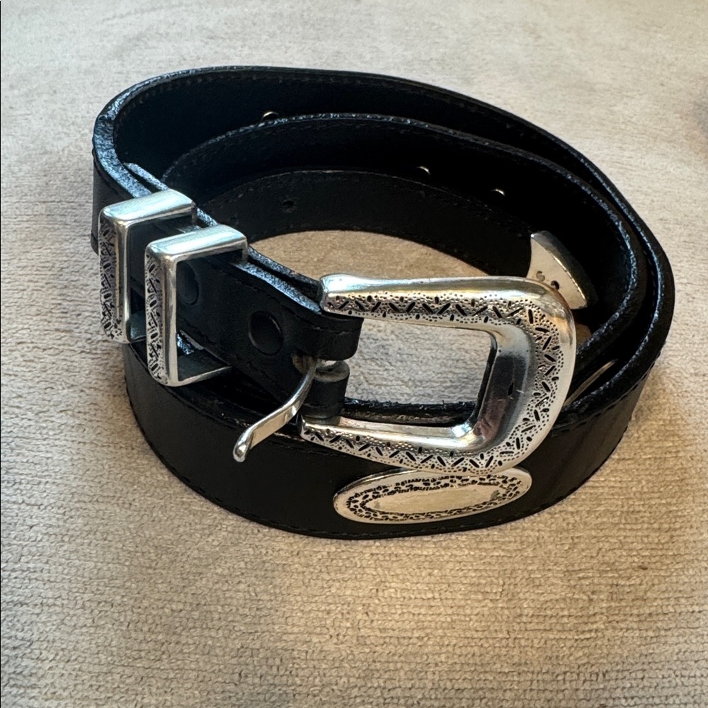 Vintage Brighton Women's Brown Silver Buckle Western Leather Boho Belt